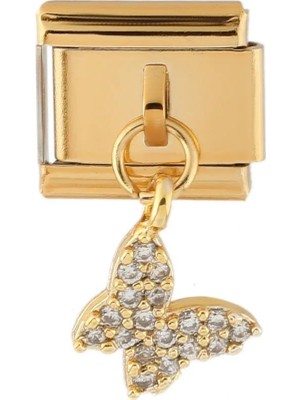 Costurera GOLD TAŞLI KELEBEK ÇELİK CHARM