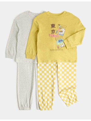 Marks & Spencer Saf Pamuklu Tokyo Desenli Pijama Takımı