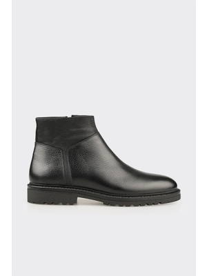 Elle Black Leather Men's Casual Boots