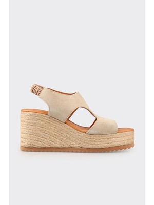 Elle Beige Leather Women's Espadrilles