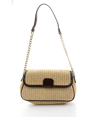Bambi Beige Brown Straw Women's Crossbody Bag C06964146028