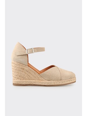 Elle Beige Leather Women's Espadrilles