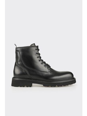 Elle Black Leather Men's Casual Boots