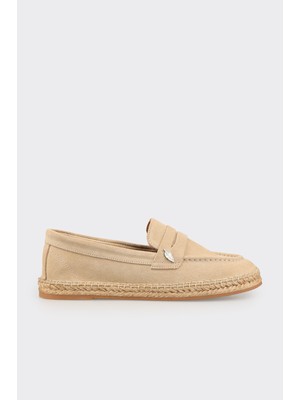 Elle Beige Leather Women's Espadrilles