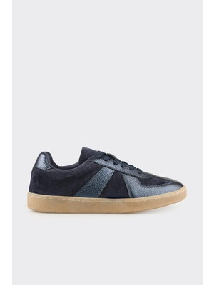 Elle Navy Leather Women's Sneakers