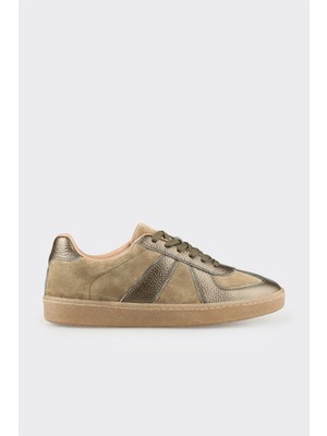 Elle Khaki Leather Women's Sneakers