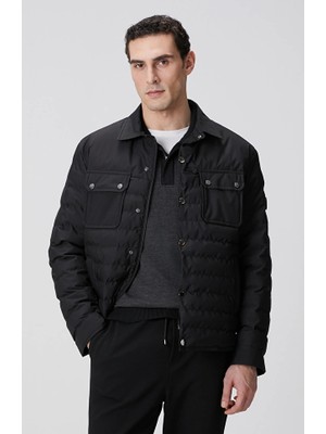 Network Black Side Pocket Detail Quilted Coat Jacket