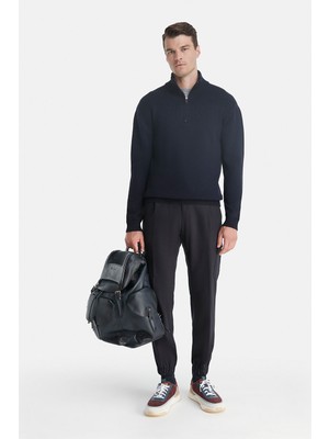 Vakko By PT01 Navy Plain Flannel Trousers