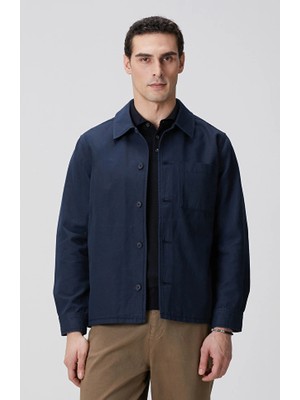 Network Navy Linen Blend Overshirt
