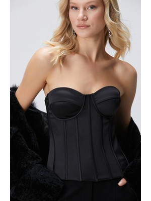 Network Black Satin Bustier