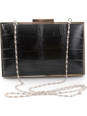Bambi Black Croco Women's Clutch C06960105511