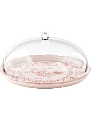 Guzzini Small Lidded Cake Serving Plate Pink