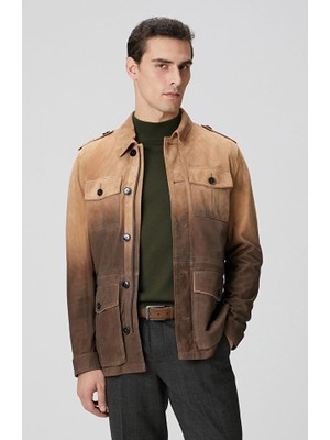 Network Camel Leather Coat Jacket
