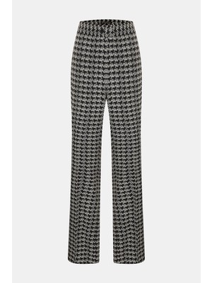 Vakko Black Houndstooth Straight-Leg Trousers