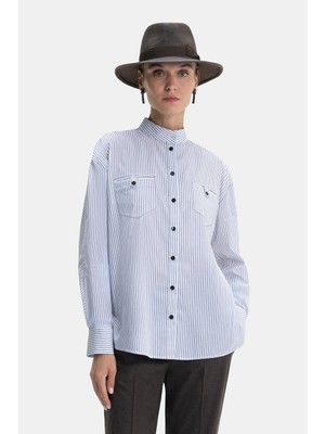 Vakko White Striped Shirt