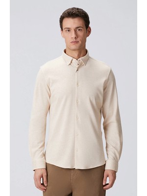 Network Beige Wool Blend Knit Shirt