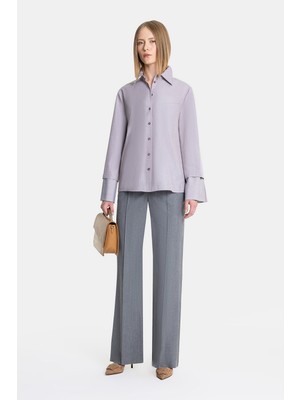 Vakko Grey Straight Cut Trousers