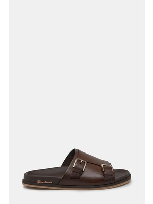 Santoni Santonı Brown Leather Slippers