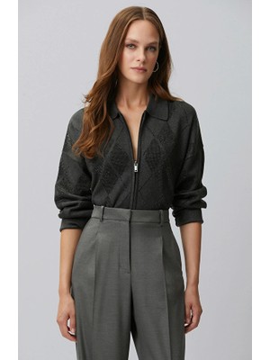 Network Anthracite Hotfix Pattern Knit Jacket