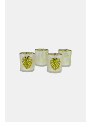 Vakko Leaf Detail Set Of 4 Candle Holders