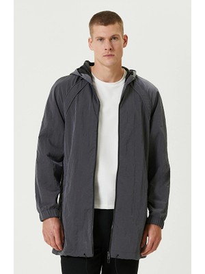 Network Dark Grey Hooded Trench Coat