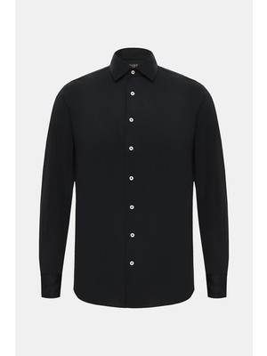 Vakko Black Jersey Cotton Shirt