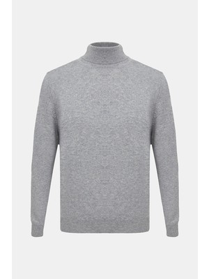 Vakko By Gran Sasso Grey Turtleneck Knit Sweater