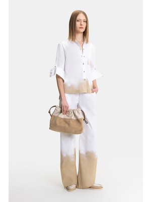 Vakko White-Beige Gradient Trousers