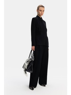 Vakko Black Wide-Leg Trousers