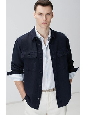 Network Navy Linen Overshirt