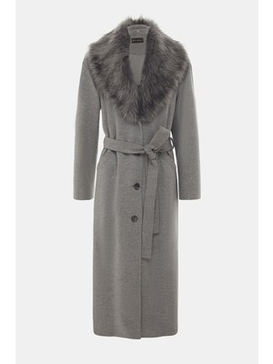 Vakko Light Grey Wool/cashmere Overcoat