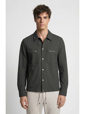 Network N-Tech Khaki Double Pocket Snap Button Overshirt