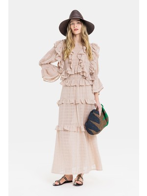 Vakko Powder Pink Long Sleeve Dress