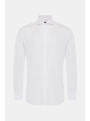 Vakko White Micro Pattern Shirt
