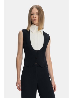 Vakko Black Tuxedo Detail Shirt