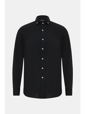 Vakko Cotton Linen Jersey Casual Shirt