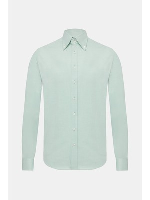 Vakko Light Green Twill Cotton Lyocell Shirt