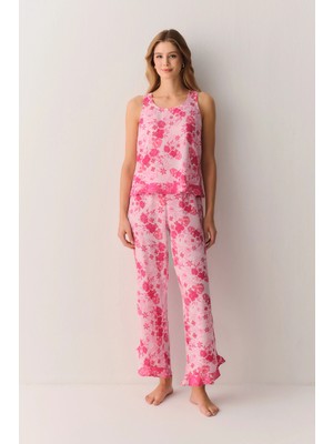 Suwen Pink Linda Tank Top And Pants Pajama Set