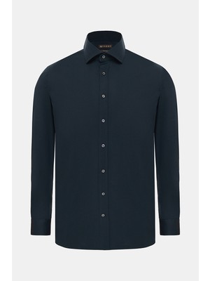 Vakko Dark Navy Poplin Shirt