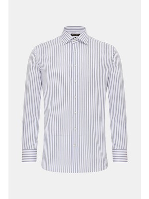 Vakko Navy Exclusive Striped Shirt