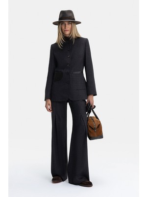 Vakko Anthracite Patterned Trousers