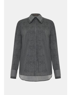 Vakko Dark Grey Double Collar Shirt