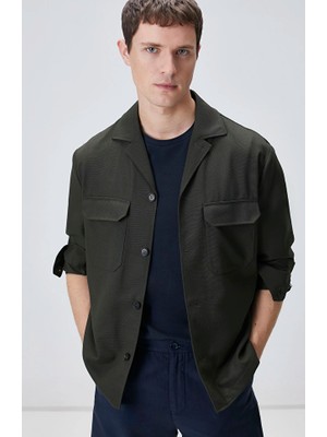 Network Khaki Dobby Wool Blend Overshirt