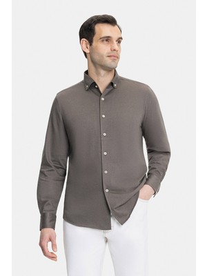 Vakko Cotton Linen Jersey Casual Shirt