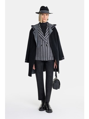 Vakko Black Wool Pea Coat