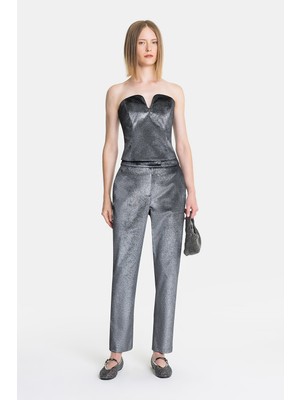 Vakko Silver Slim-Leg Trousers
