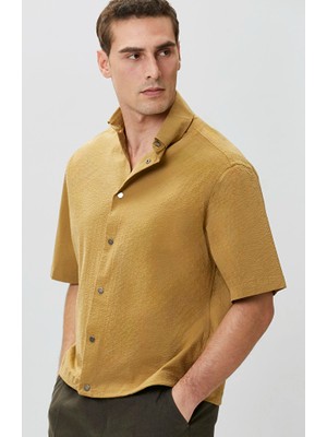 Network Relaxed Fit Olive Green Seersucker Shirt