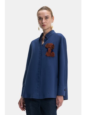 Vakko Navy Applique Detail Shirt