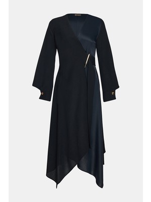 Vakko Black Asymmetric Dress