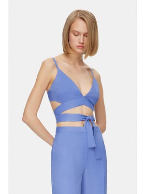 Vakko Lilac V-Neck Strappy Blouse